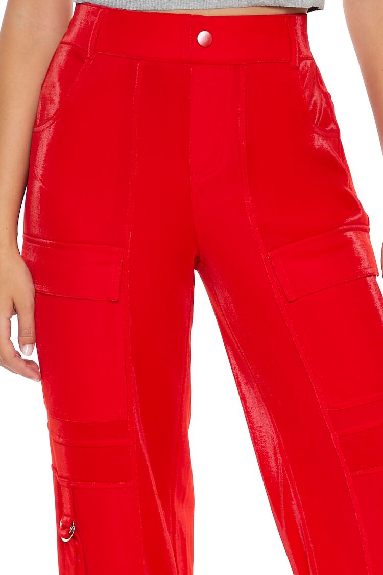  Forever 21 Wide-Leg Utility Cargo Pants - high-risk-red - Bonton