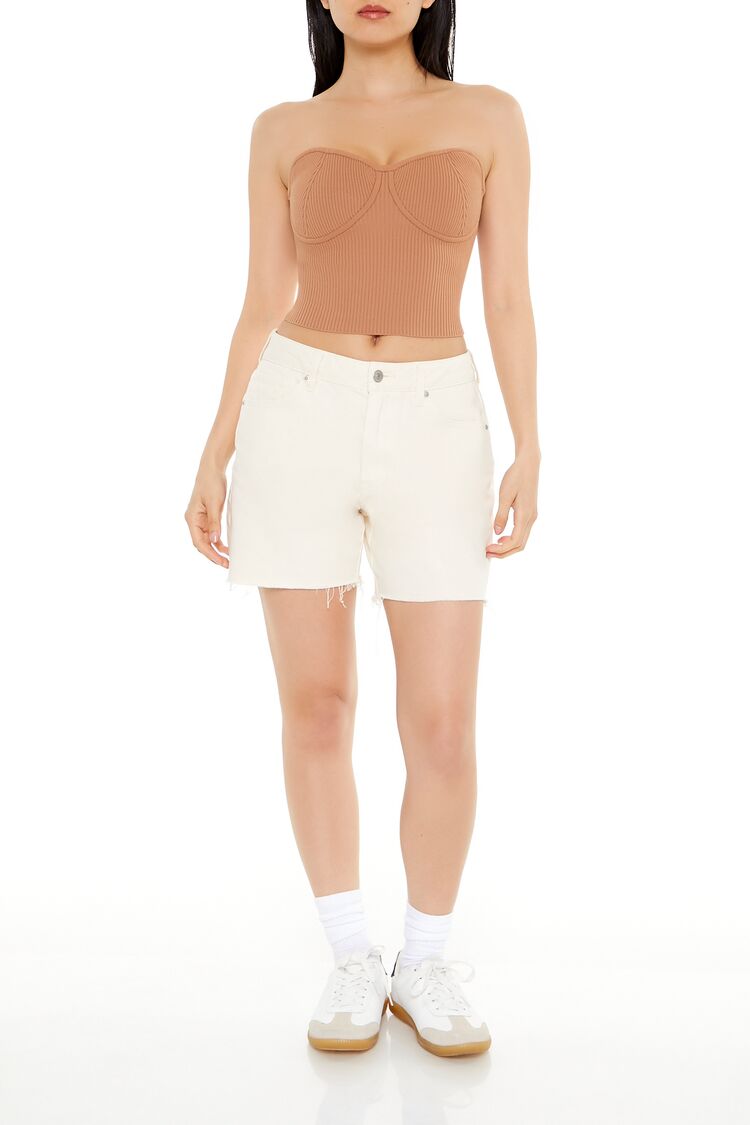  Forever 21 Sweater-Knit Bustier Tube Top - camel - Bonton
