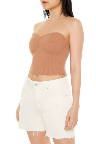 Sweater-Knit Bustier Tube Top