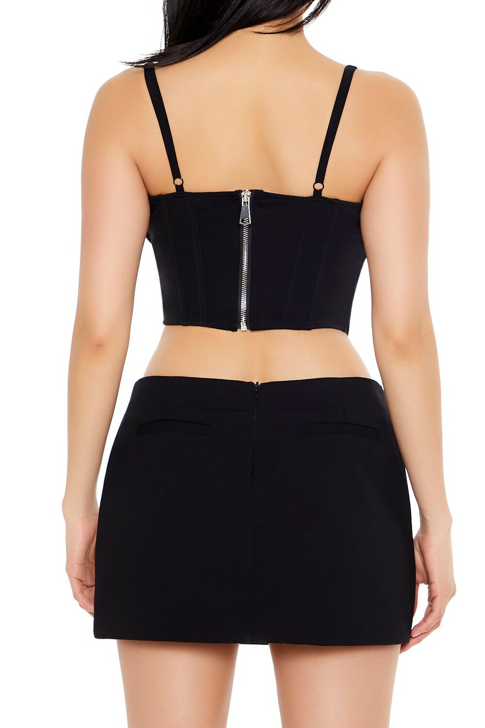  Forever 21 Mesh Bustier Cropped Cami - black - Bonton