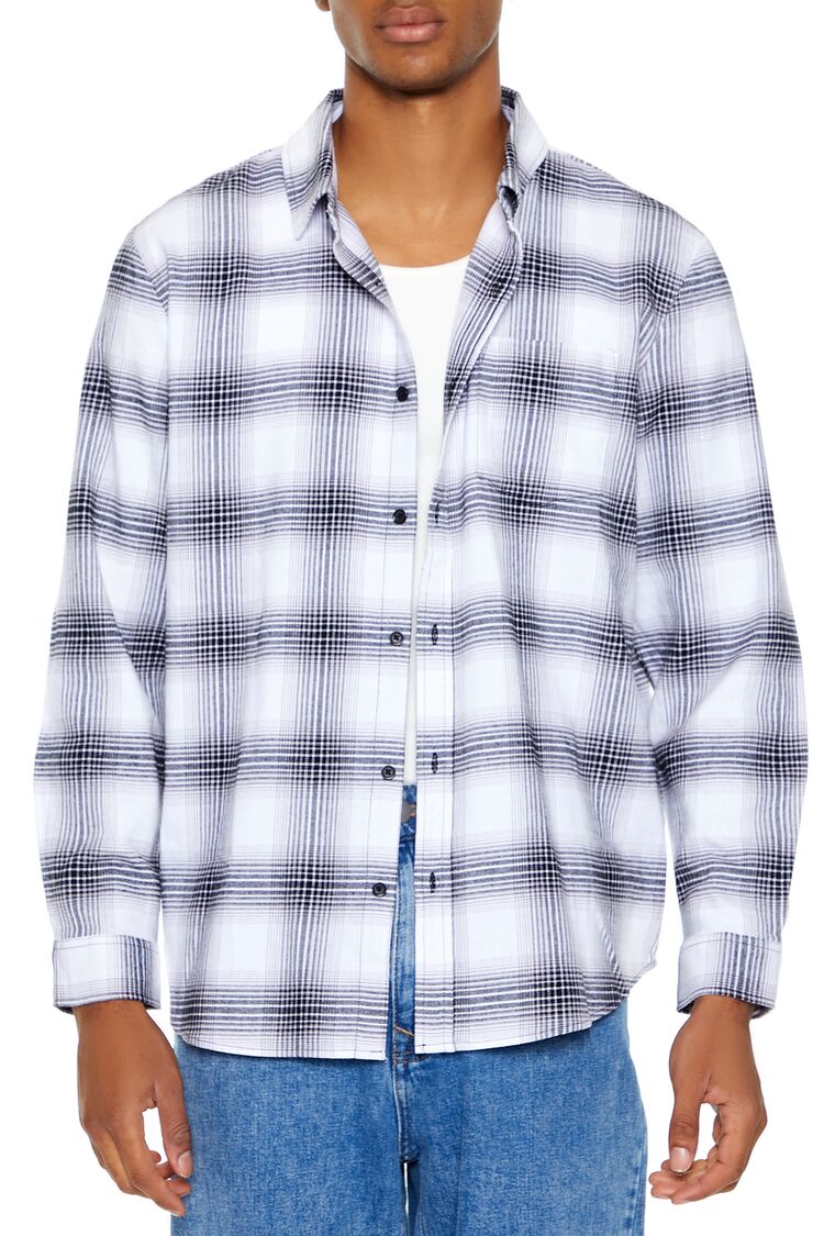  Forever 21 Plaid Flannel Shirt - white black - Bonton