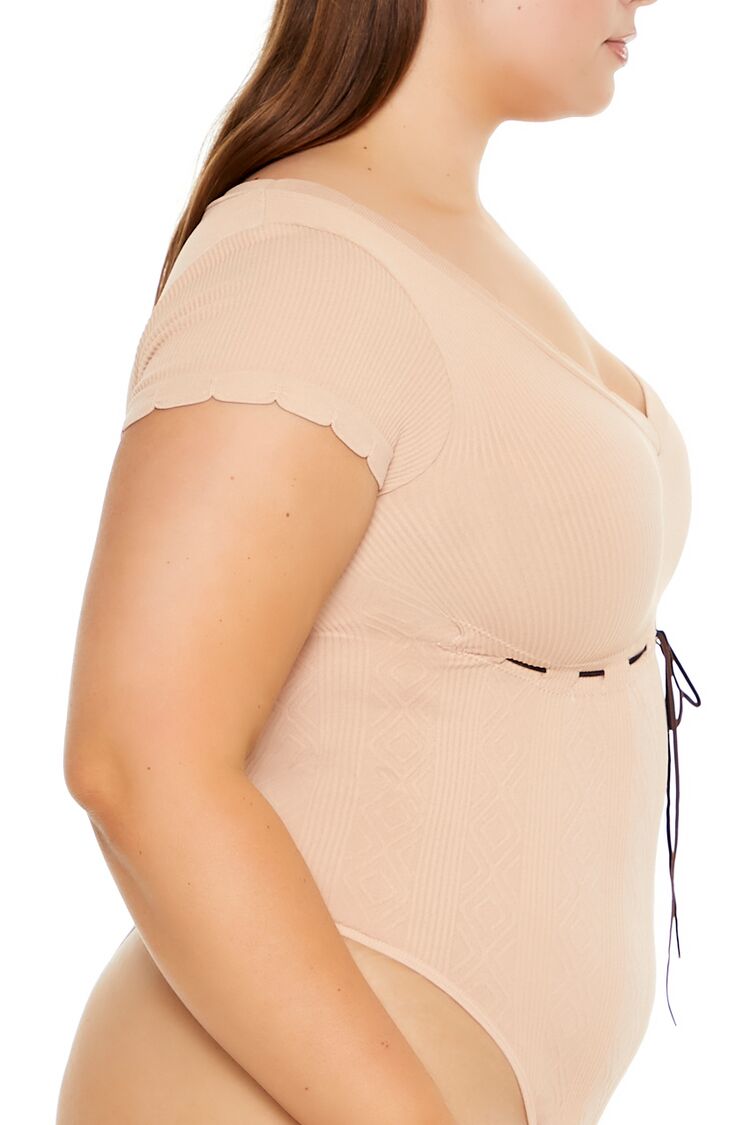  Forever 21 Plus Size Seamless Ribbon-Trim Bodysuit - almond - Bonton
