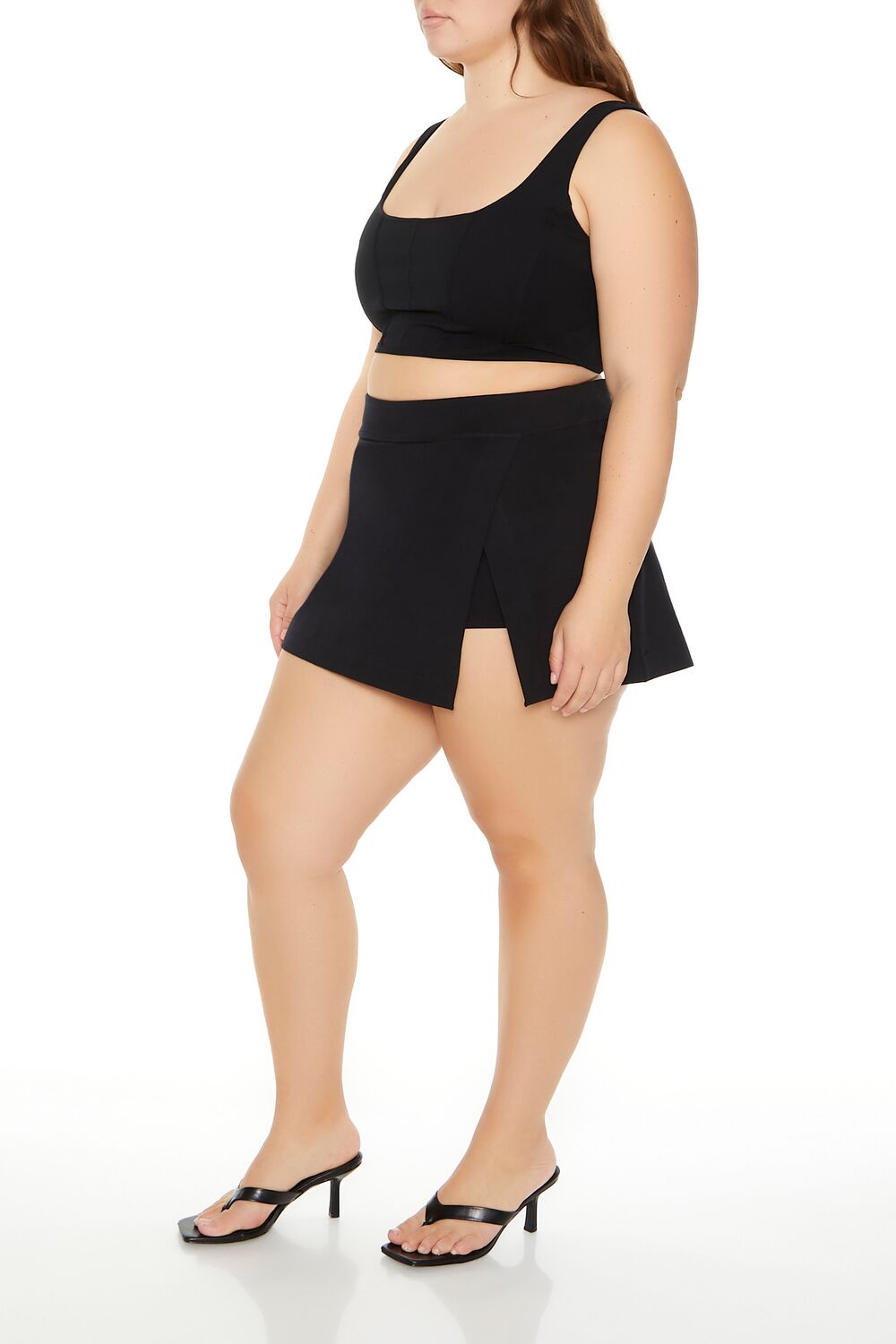  Forever 21 Plus Size Tulip-Hem Mini Skirt - black - Bonton