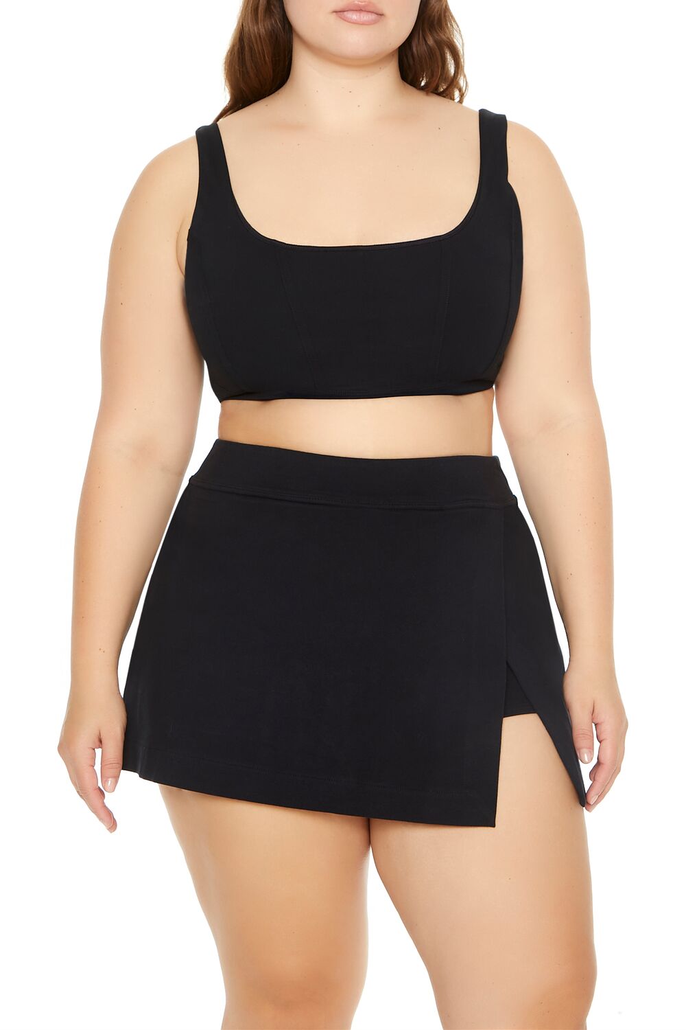  Forever 21 Plus Size Tulip-Hem Mini Skirt - black - Bonton