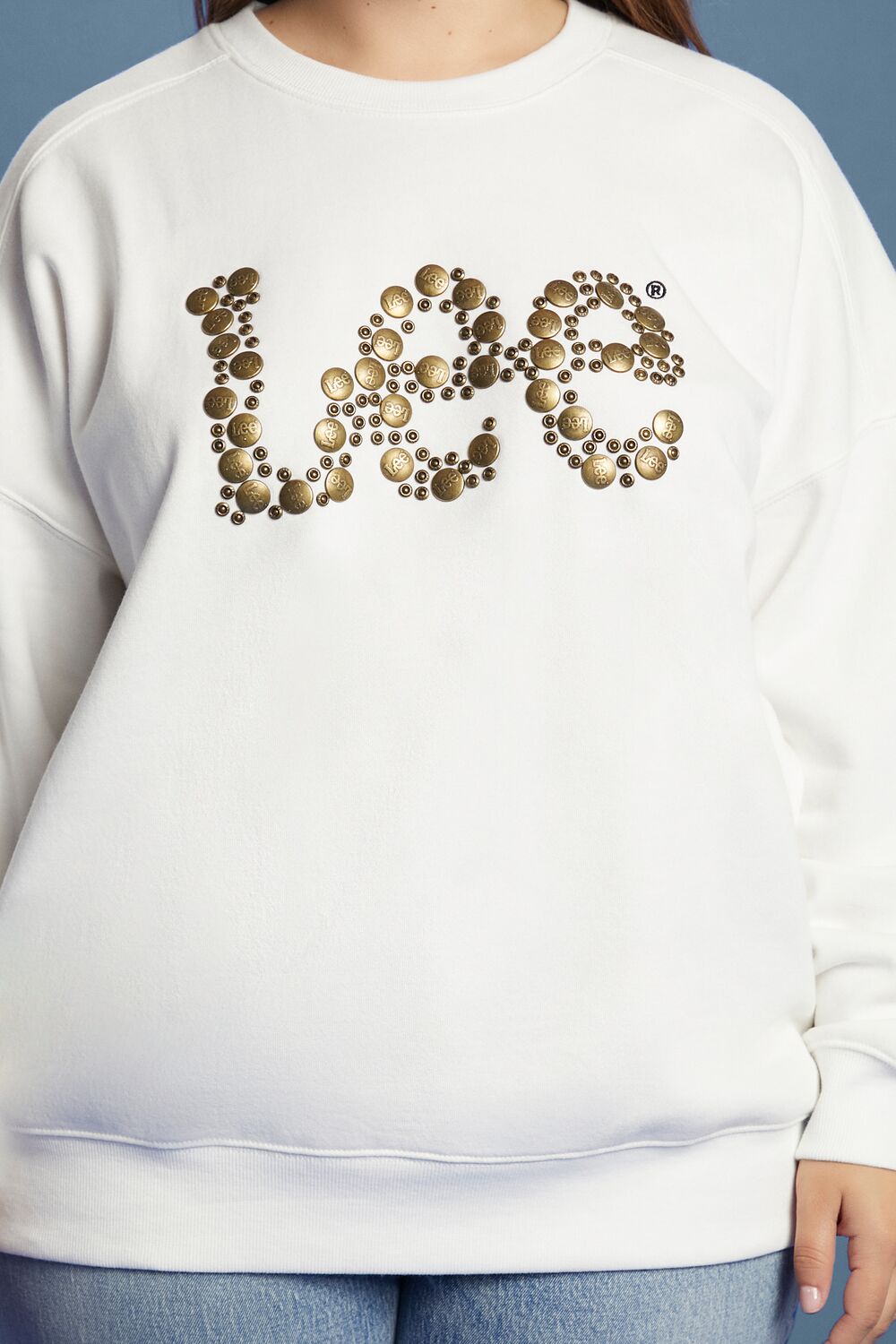  Forever 21 Plus Size Lee Embellished French Terry Pullover - white multi - Bonton