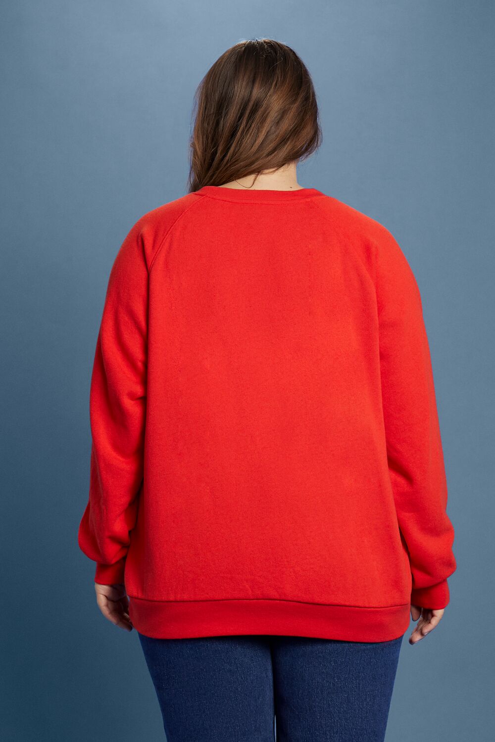  Forever 21 Plus Size Fleece Lee Graphic Pullover - fiery red white - Bonton