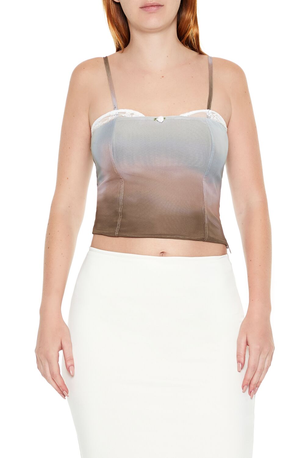  Forever 21 Gradient Rosette Cropped Cami - brown multi - Bonton