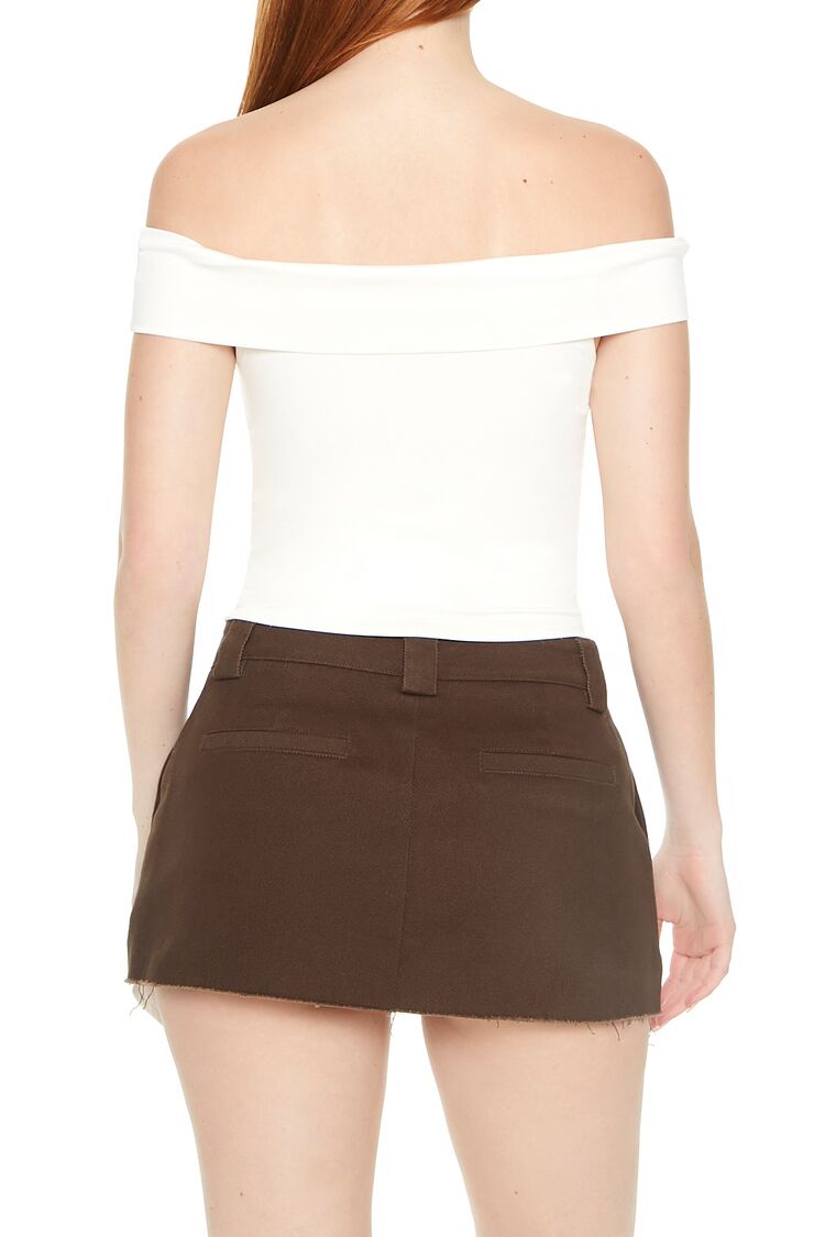  Forever 21 Off-the-Shoulder Fitted Top - white - Bonton