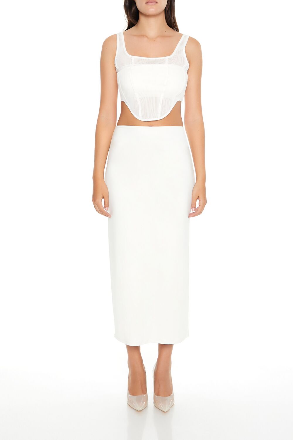  Forever 21 Corset Crop Top - white - Bonton