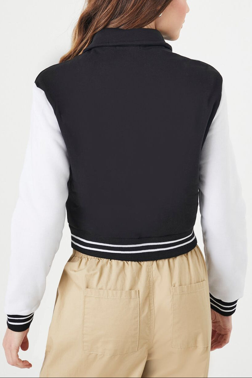  Forever 21 Brooklyn Zip-Up Bomber Jacket - blue-multi - Bonton