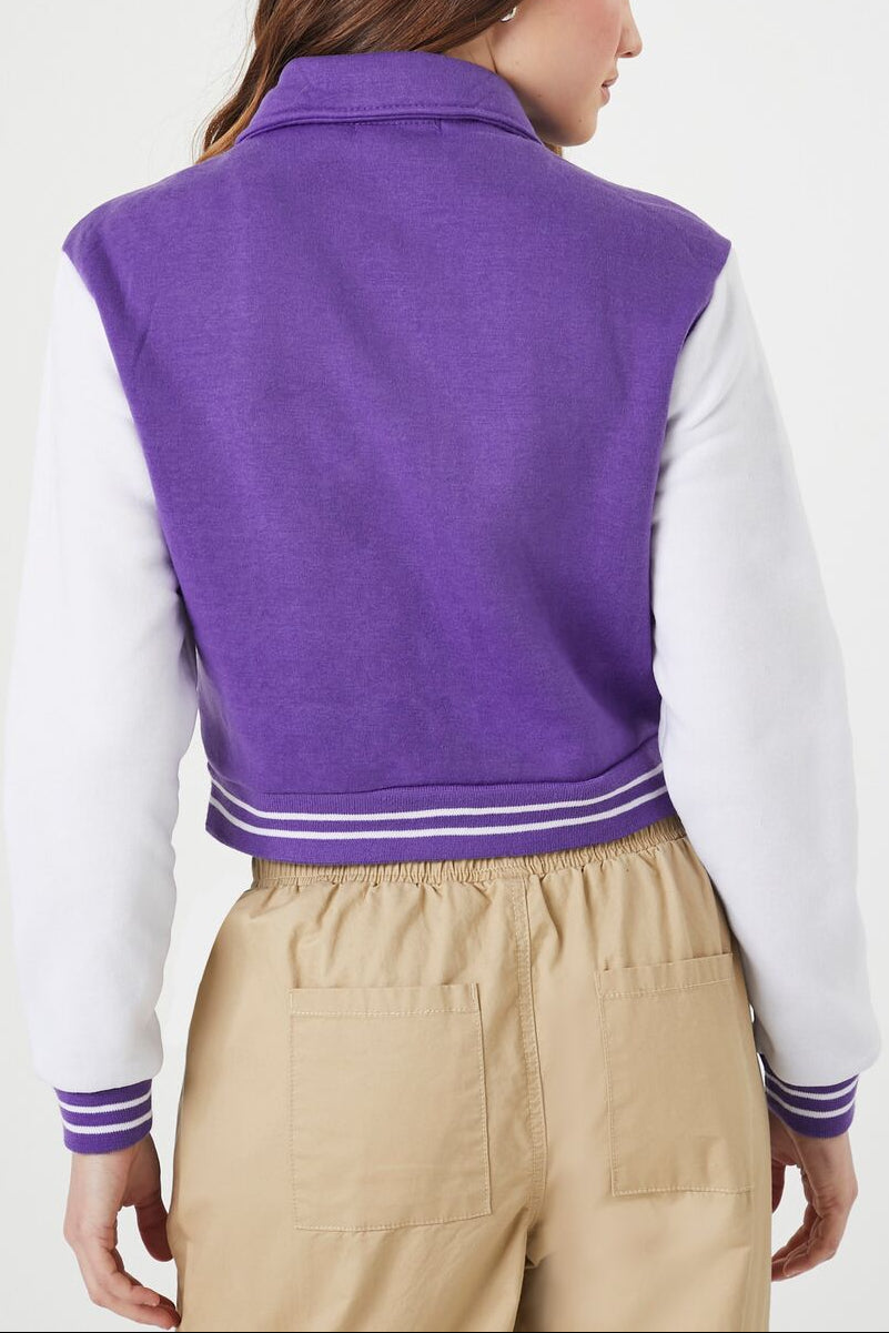  Forever 21 Brooklyn Zip-Up Bomber Jacket - blue-multi - Bonton