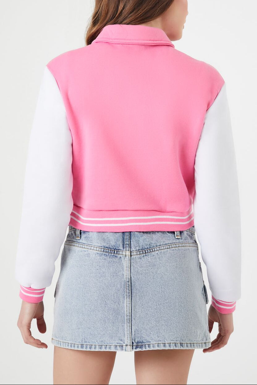  Forever 21 Brooklyn Zip-Up Bomber Jacket - blue-multi - Bonton