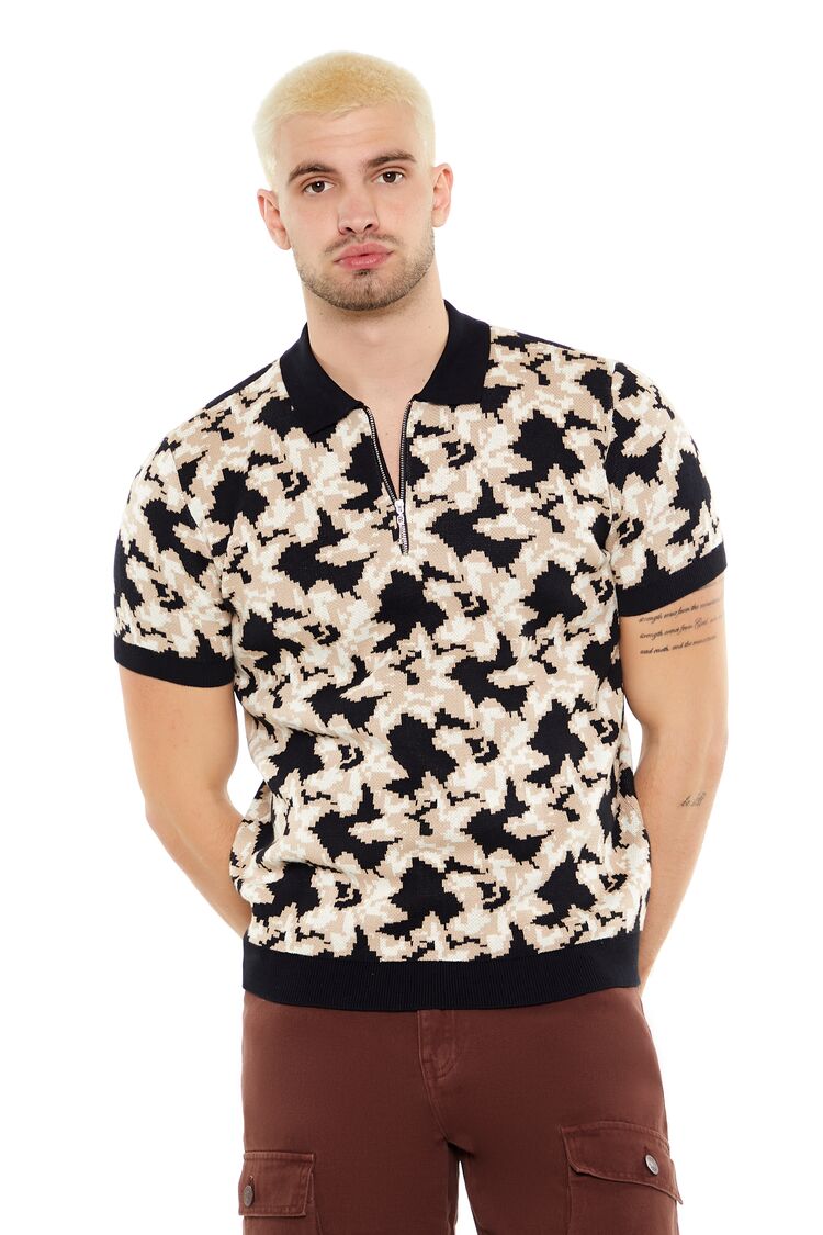  Forever 21 Sweater-Knit Floral Print Shirt - black multi - Bonton
