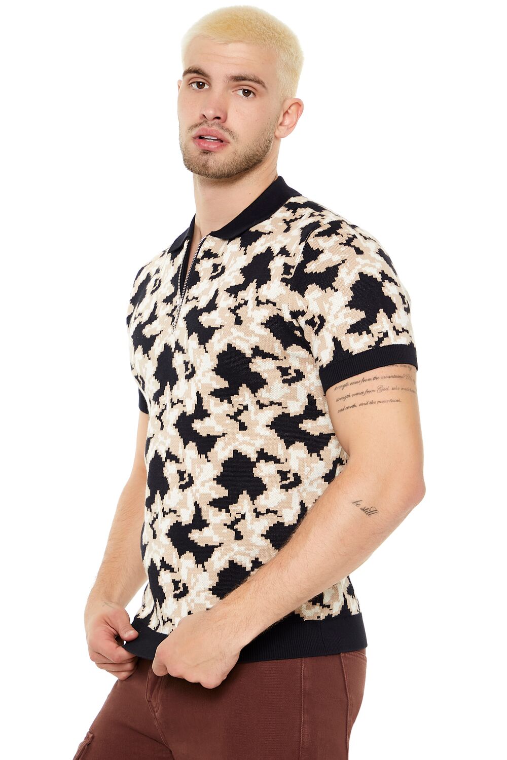  Forever 21 Sweater-Knit Floral Print Shirt - black multi - Bonton
