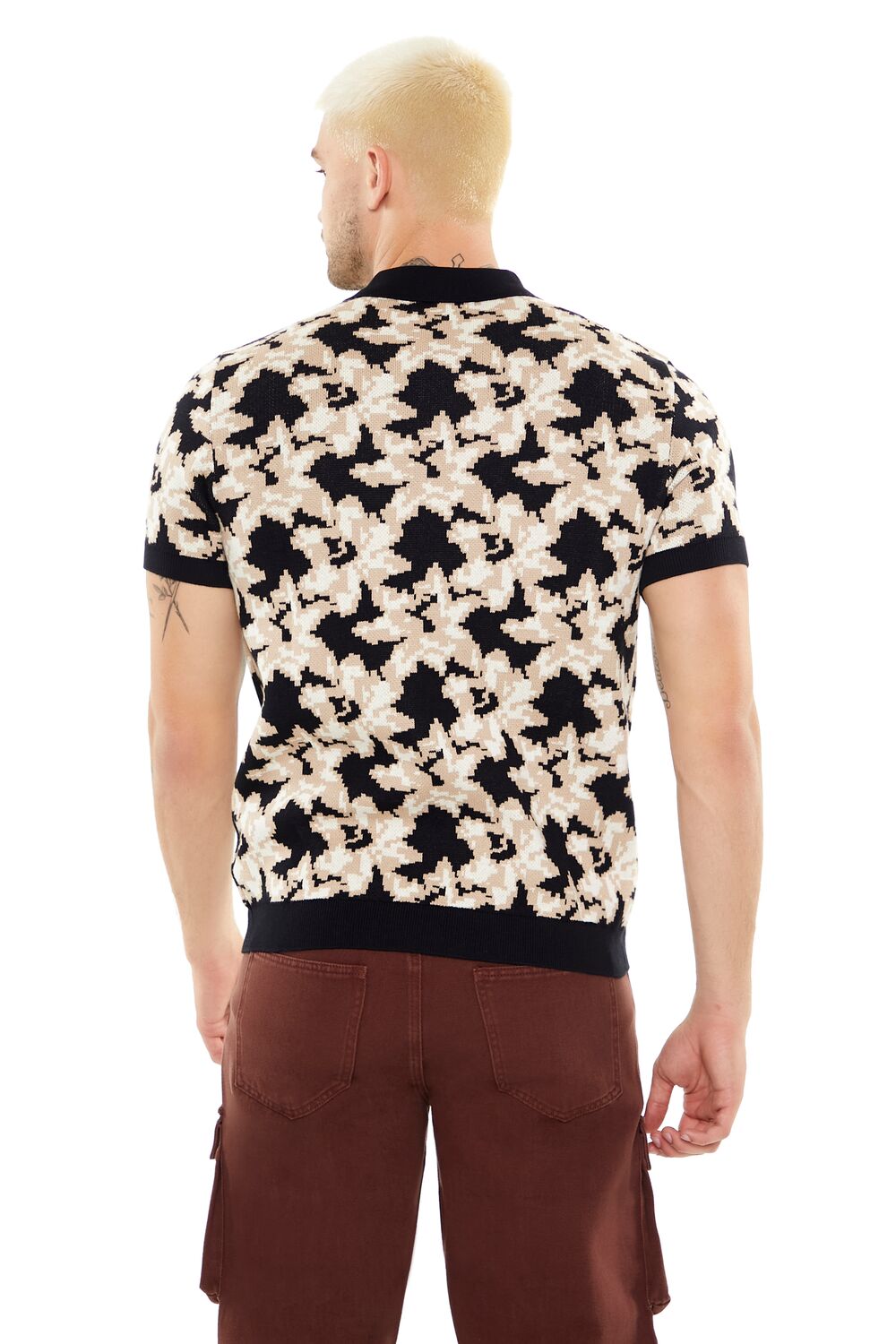  Forever 21 Sweater-Knit Floral Print Shirt - black multi - Bonton
