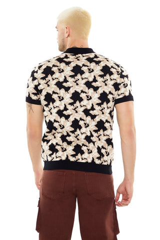Sweater-Knit Floral Print Shirt