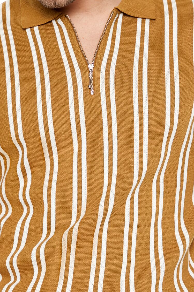  Forever 21 Striped Sweater-Knit Shirt - coffee cream - Bonton
