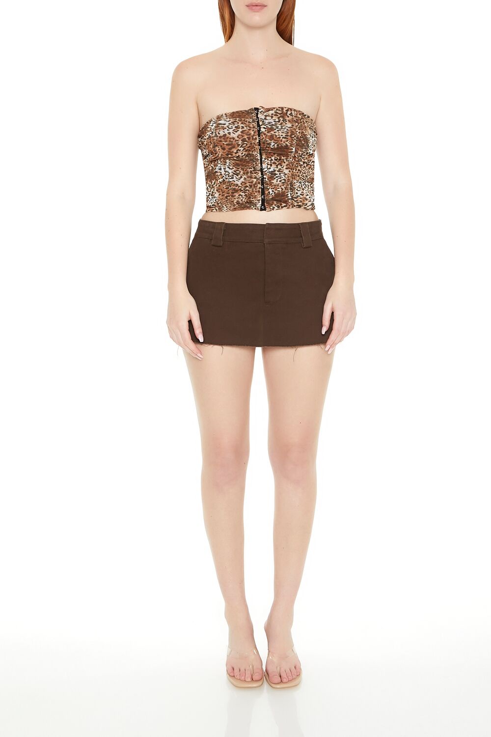  Forever 21 Leopard Print Mesh Tube Top - brown multi - Bonton