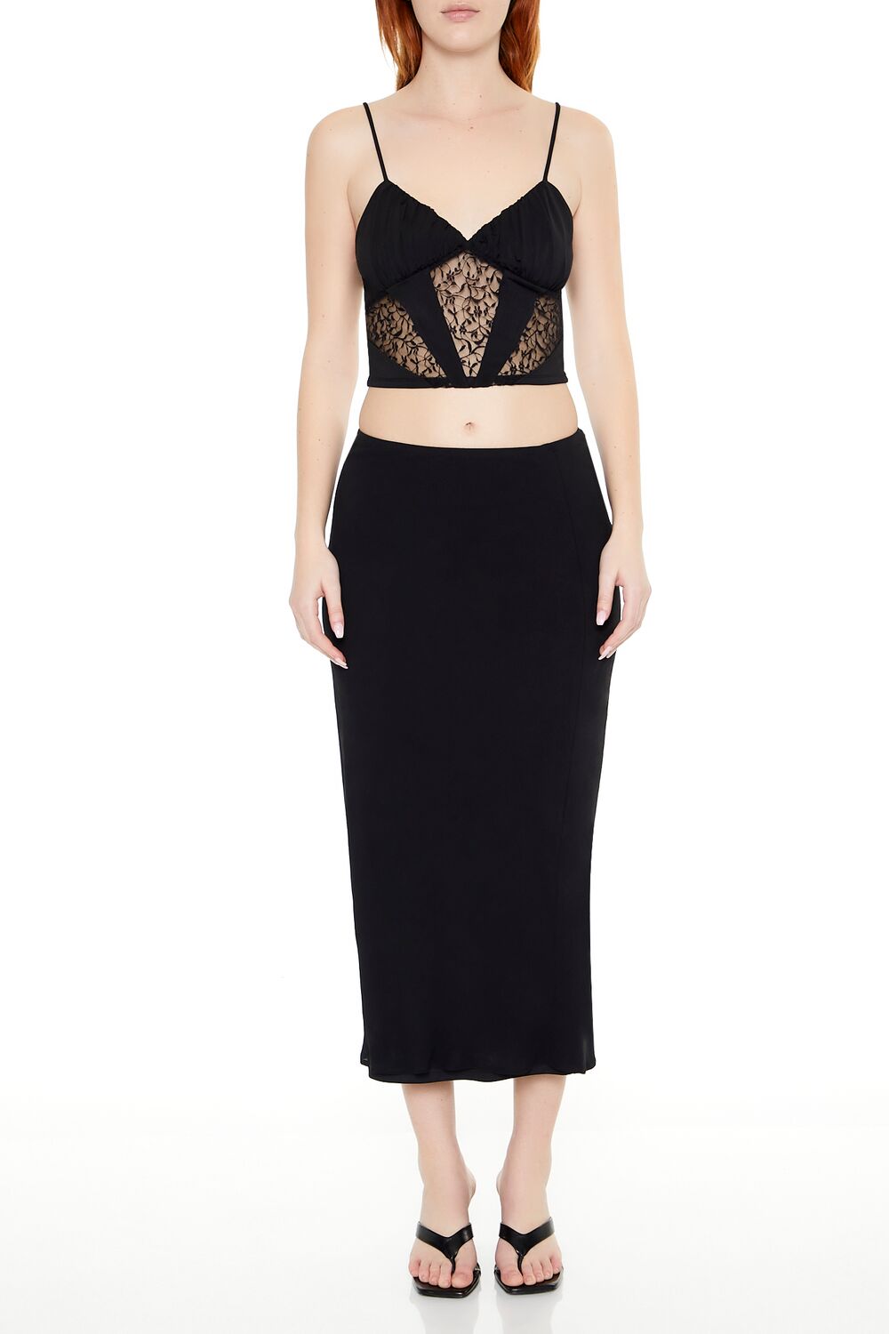  Forever 21 Lace Cropped Cami - black - Bonton