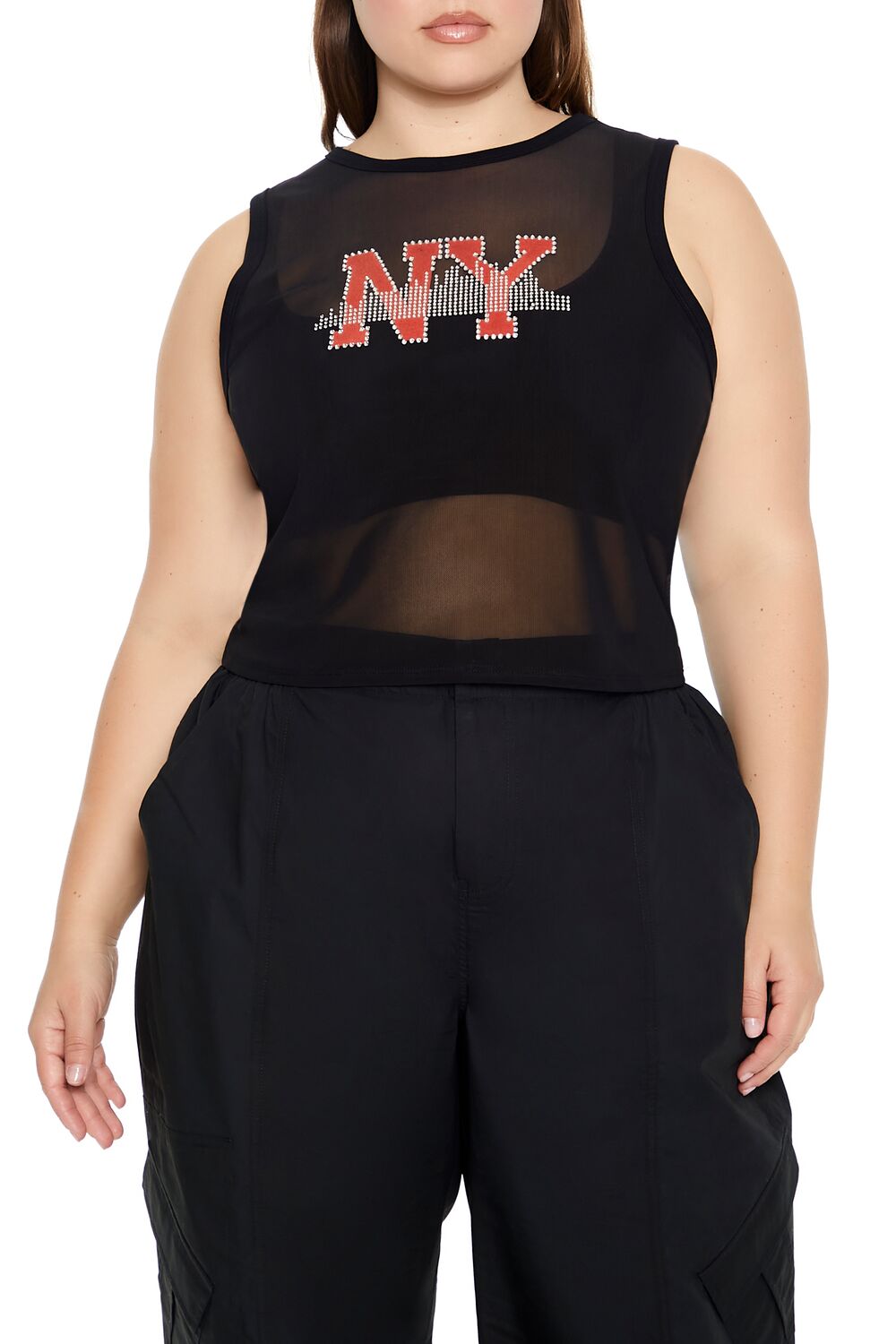  Forever 21 Plus Size Rhinestone NY Tank Top - black multi - Bonton