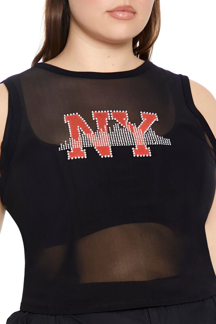  Forever 21 Plus Size Rhinestone NY Tank Top - black multi - Bonton