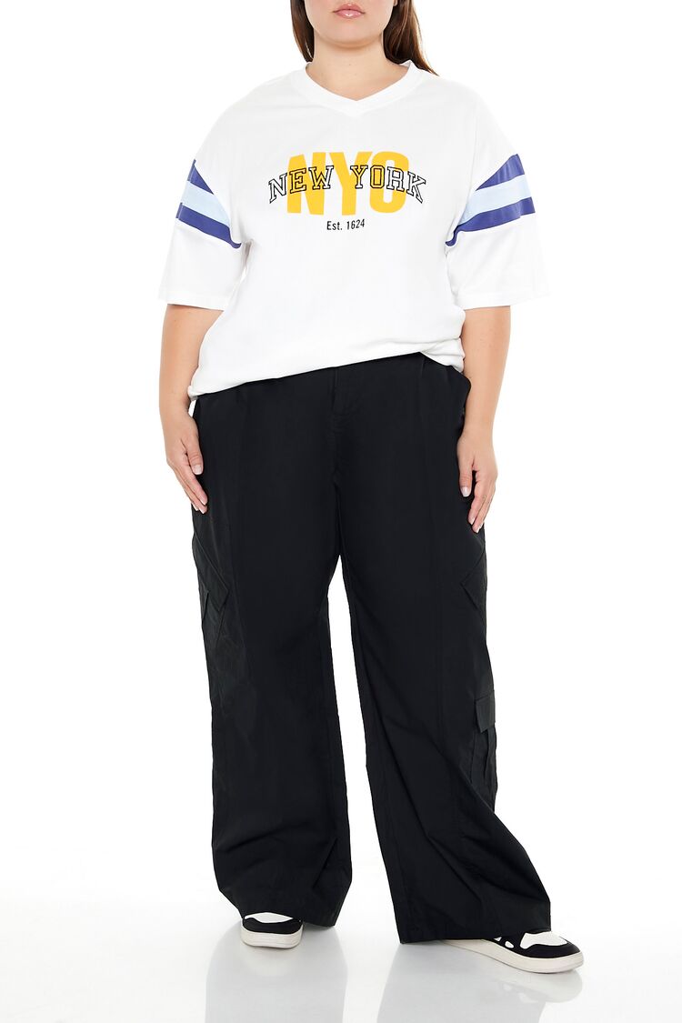  Forever 21 Plus Size Striped New York Tee - white multi - Bonton