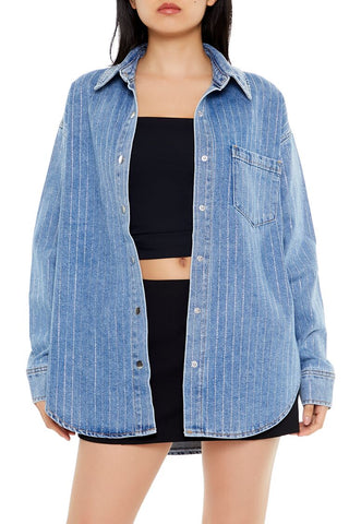 Sequin Striped Denim Shacket