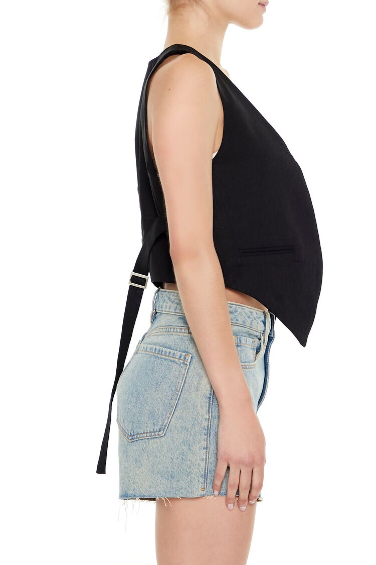  Forever 21 Open-Front Pointed-Hem Vest - jade - Bonton
