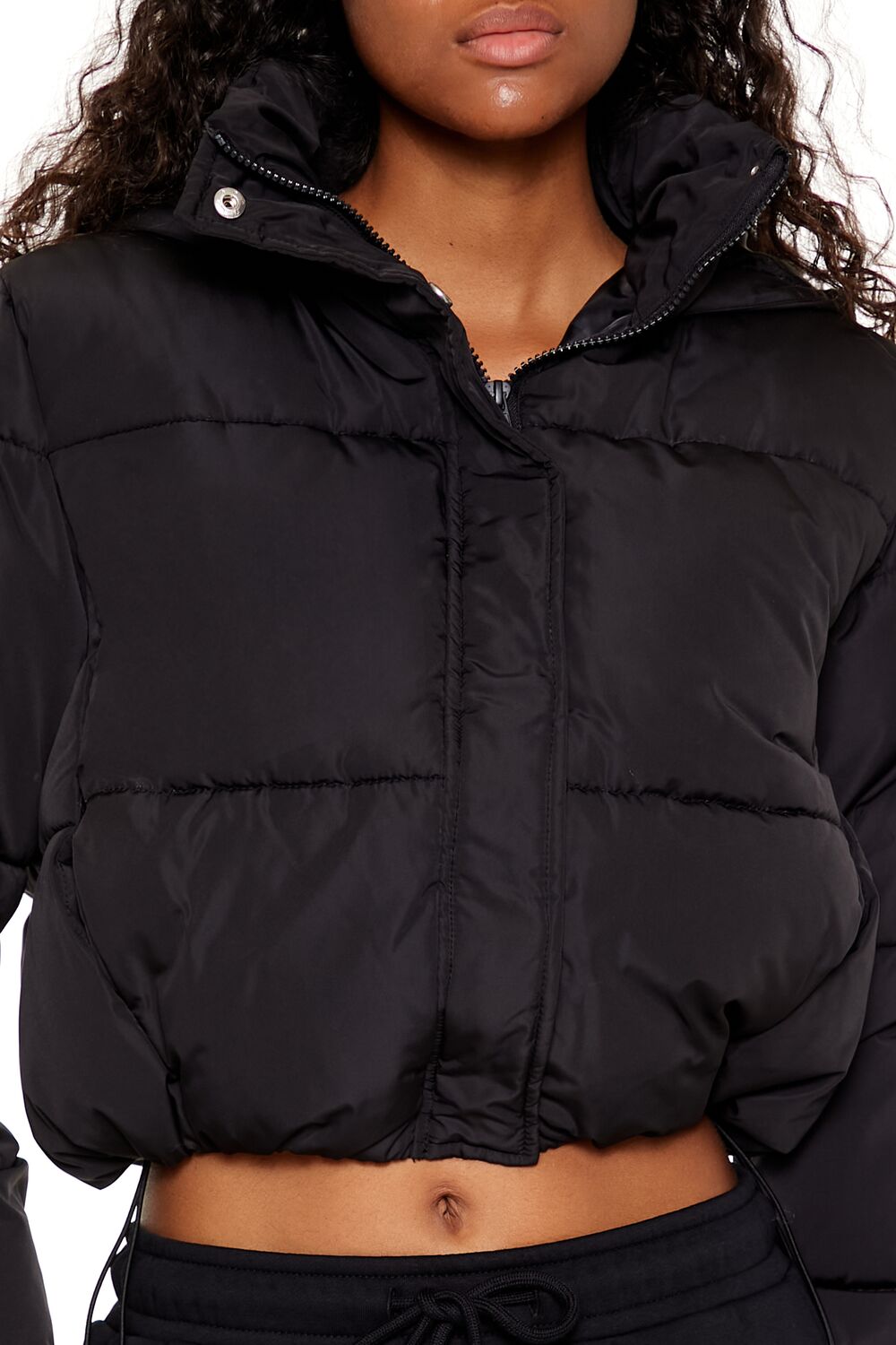  Forever 21 Hooded Cropped Puffer Jacket - black-swatch - Bonton