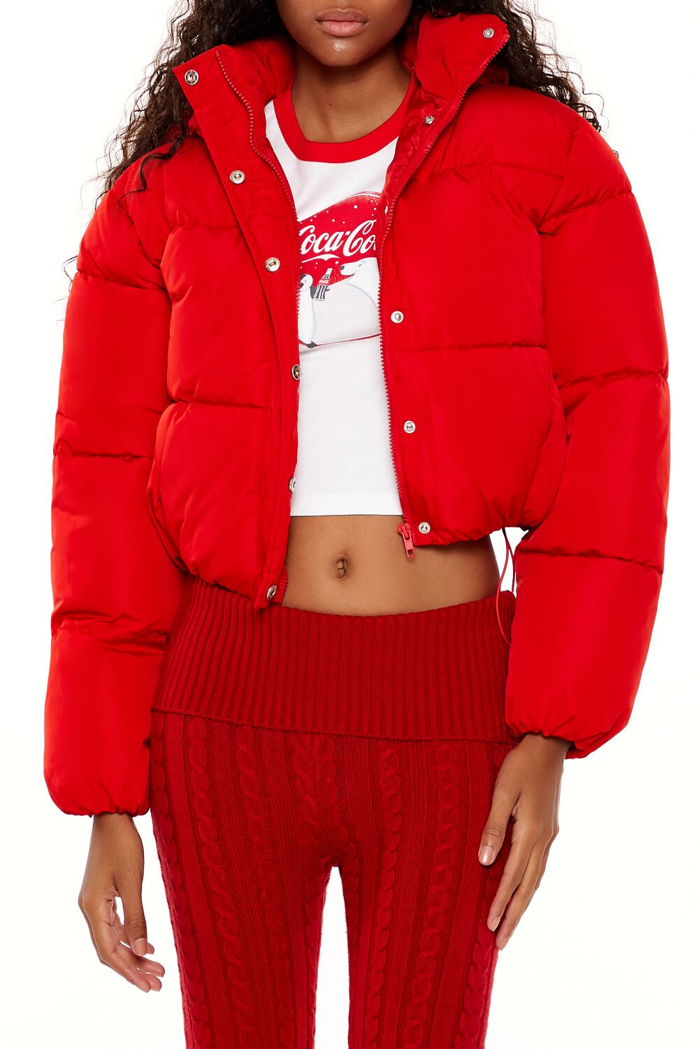  Forever 21 Hooded Cropped Puffer Jacket - black-swatch - Bonton