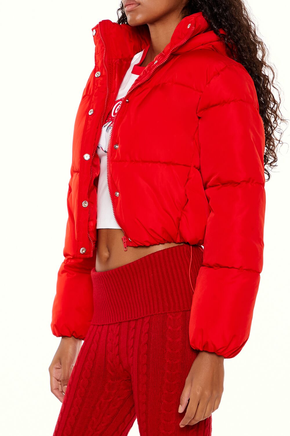  Forever 21 Hooded Cropped Puffer Jacket - black-swatch - Bonton