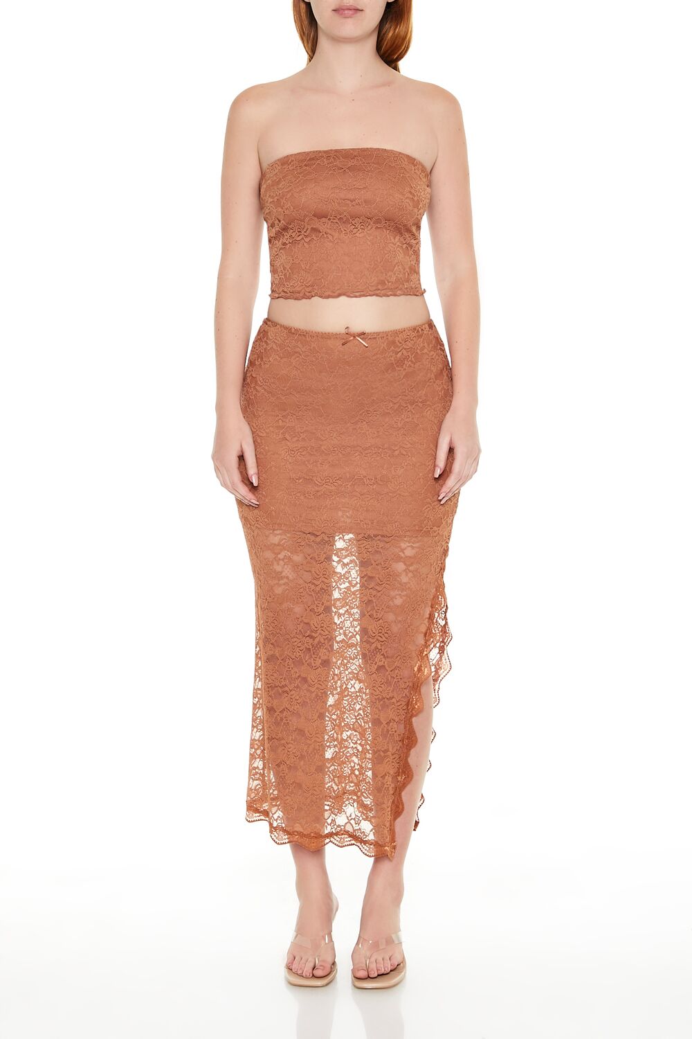  Forever 21 Lace Cropped Tube Top - toffee - Bonton