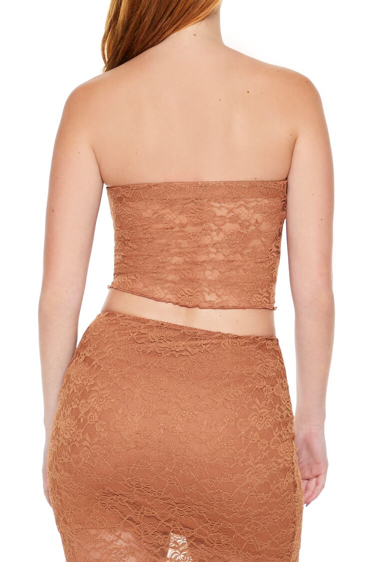  Forever 21 Lace Cropped Tube Top - toffee - Bonton