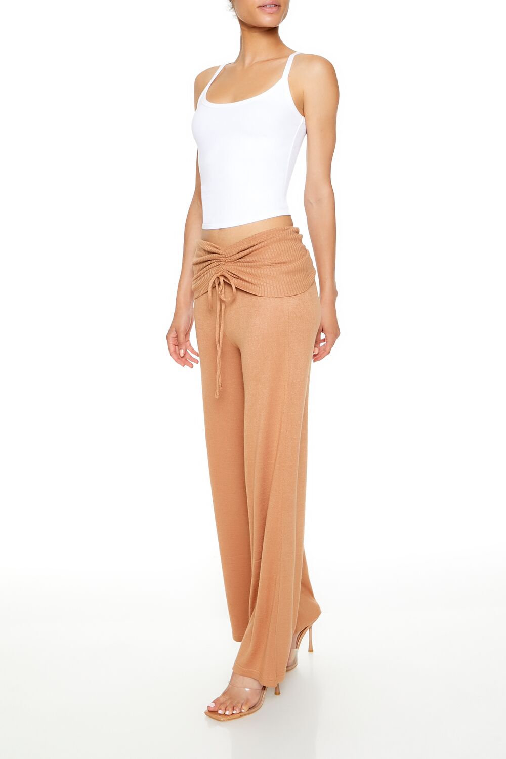  Forever 21 Ruched Drawstring Foldover Pants - camel - Bonton