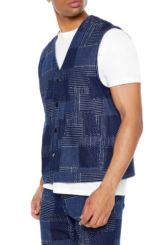 Patchwork Denim Vest