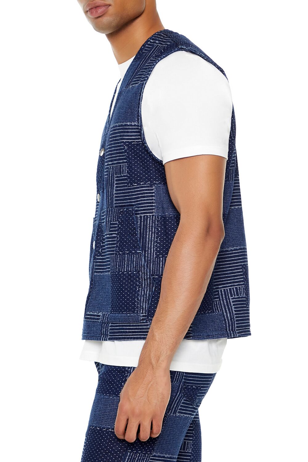  Forever 21 Patchwork Denim Vest - medium-denim-multi-swatch - Bonton