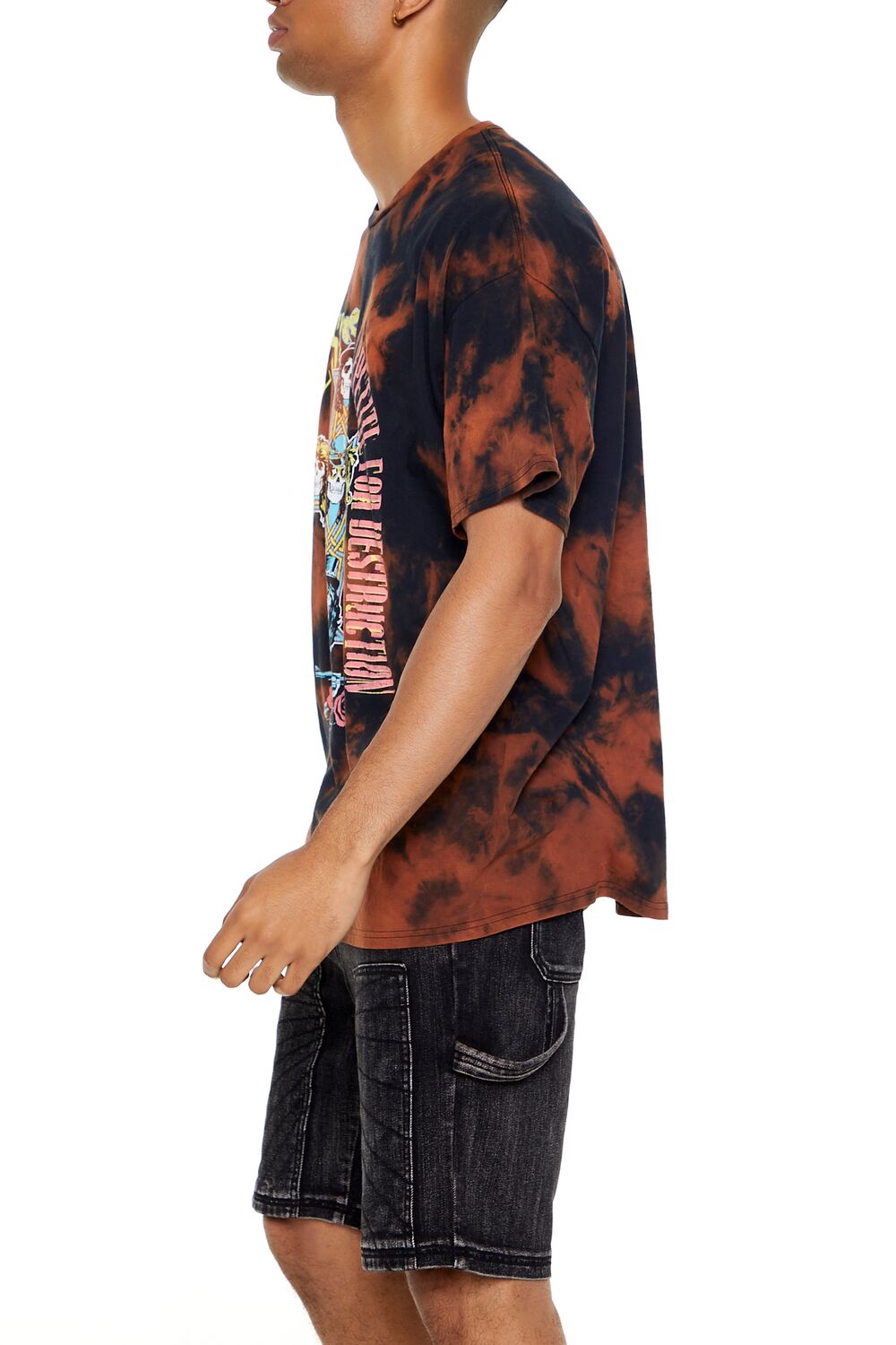  Forever 21 Guns N Roses Bleach Dye Graphic Tee - black multi - Bonton