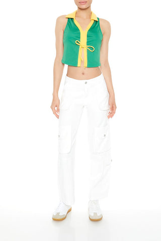 Colorblock Split-Hem Crop Top
