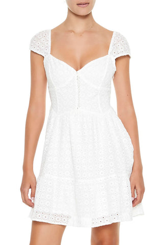 Eyelet Bustier Flounce Mini Dress