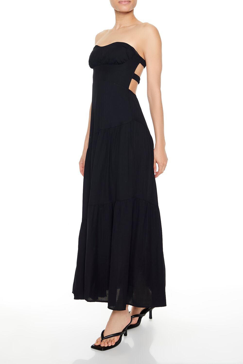  Forever 21 Strapless Asymmetrical Maxi Dress - black-swatch - Bonton