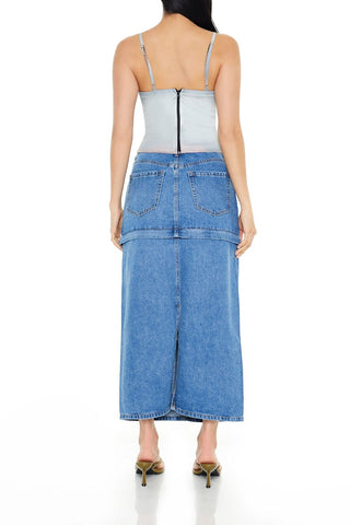 Convertible Denim Maxi Skirt