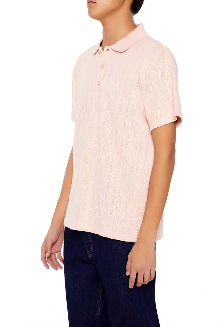  Forever 21 Textured Lace Polo Shirt - black - Bonton