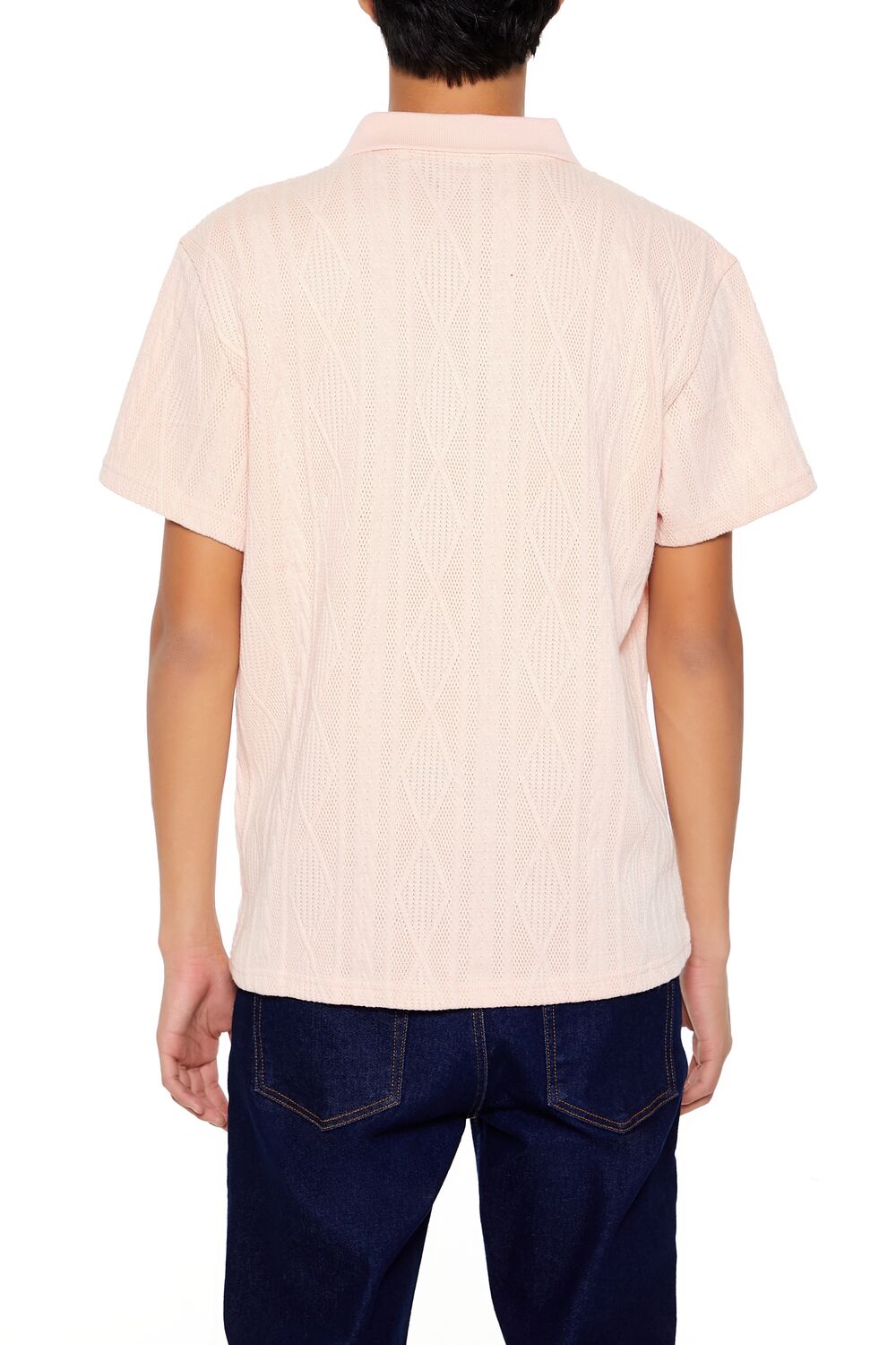  Forever 21 Textured Lace Polo Shirt - black - Bonton