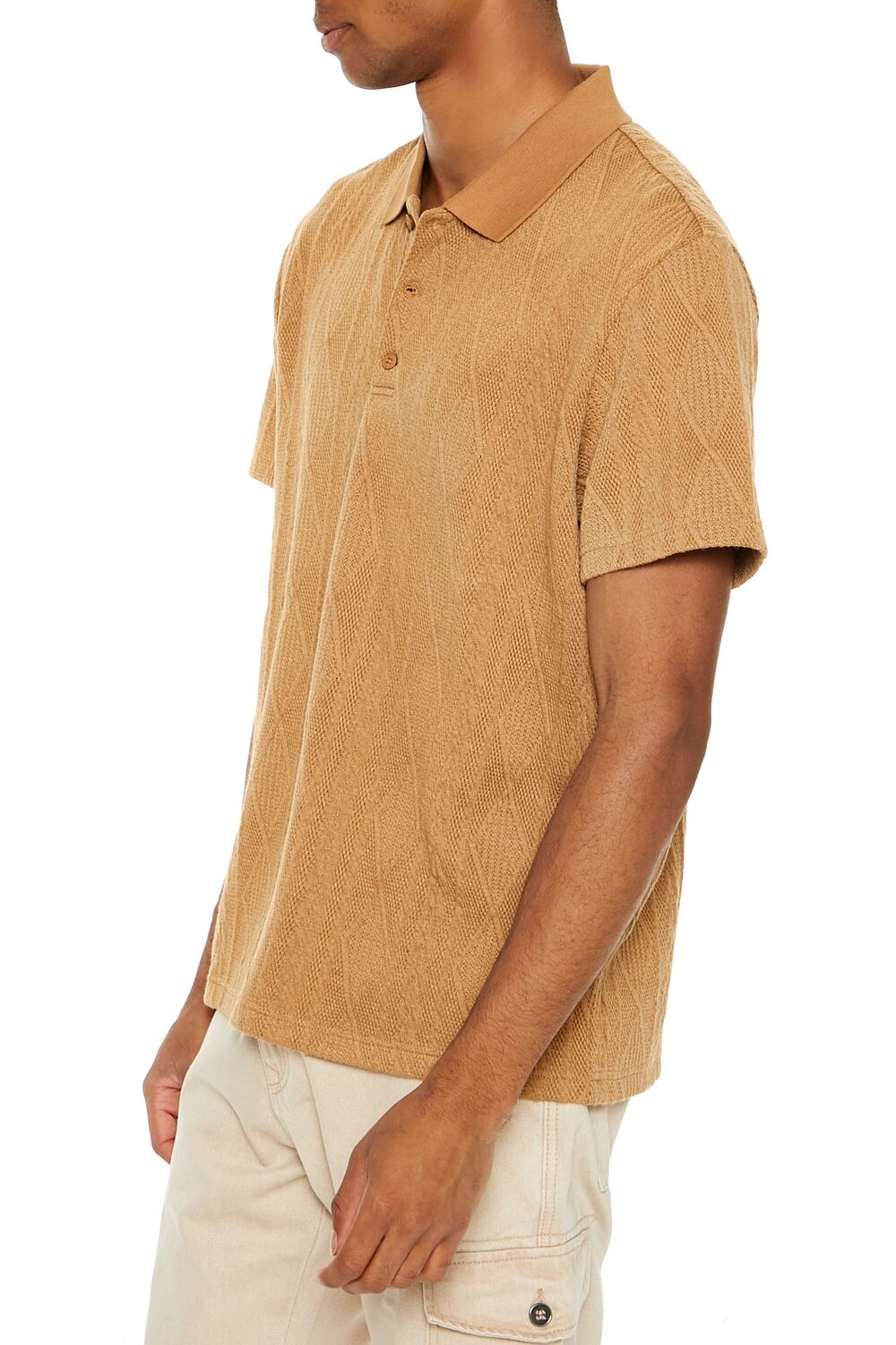  Forever 21 Textured Lace Polo Shirt - black - Bonton