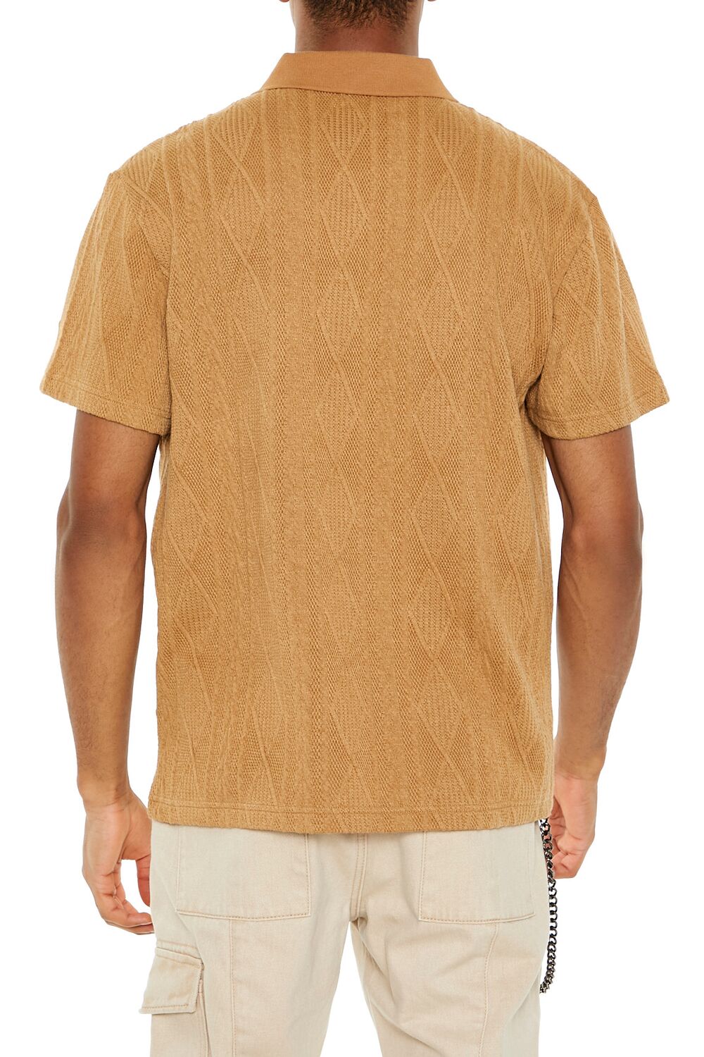  Forever 21 Textured Lace Polo Shirt - black - Bonton