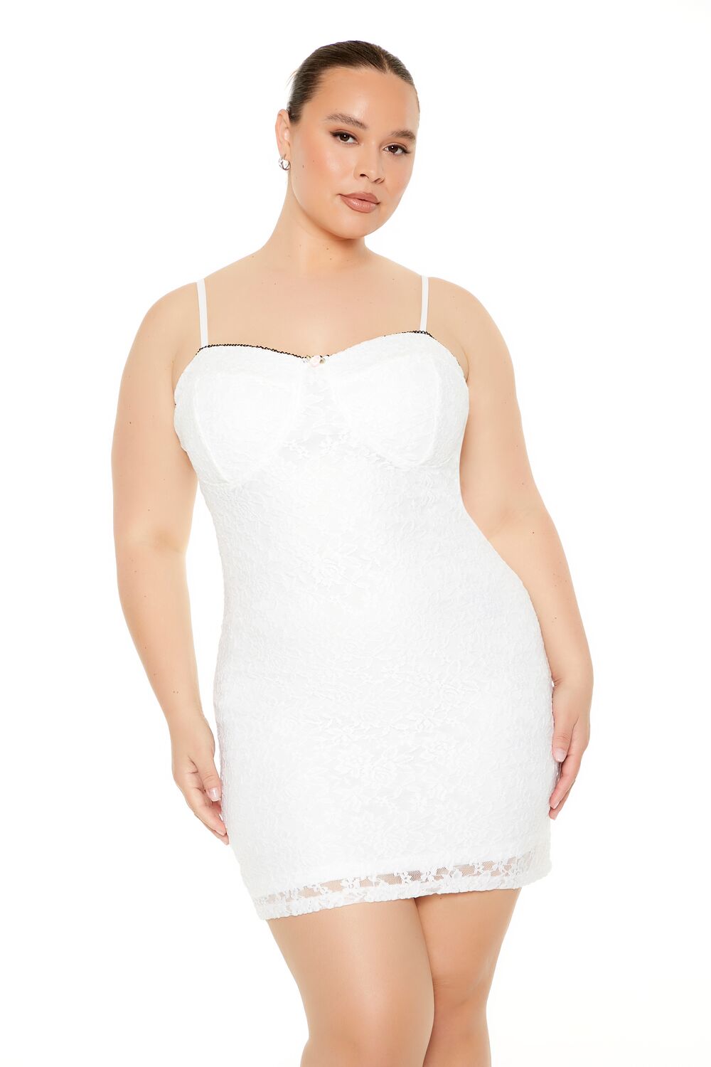  Forever 21 Plus Size Lace Bustier Mini Dress - ivory - Bonton