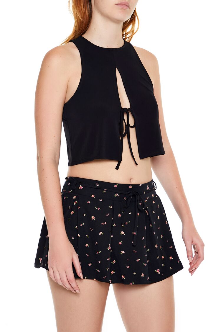  Forever 21 Sleeveless Tie-Front Crop Top - camel - Bonton