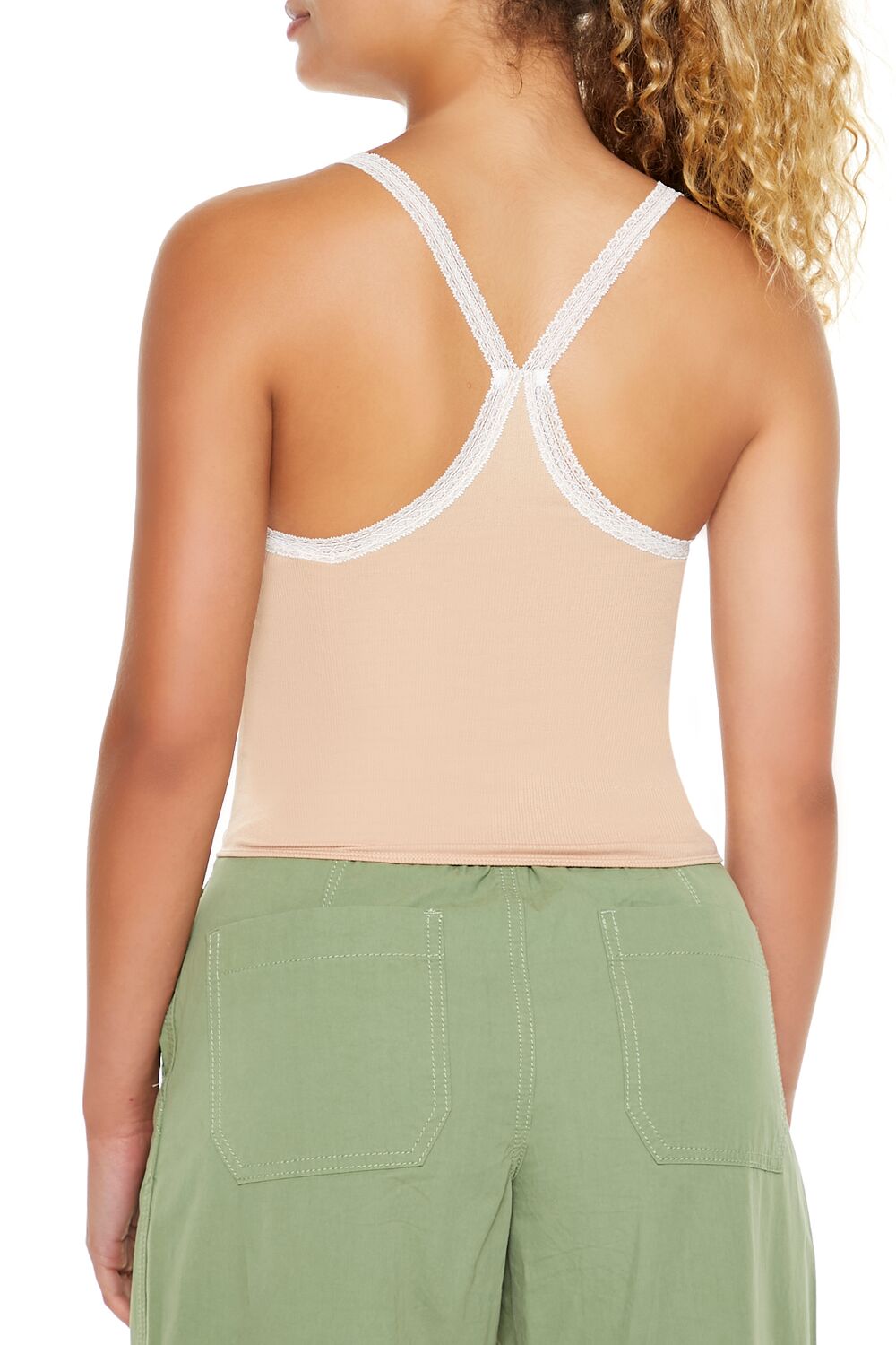  Forever 21 Seamless Lace-Trim Cami - almond white - Bonton