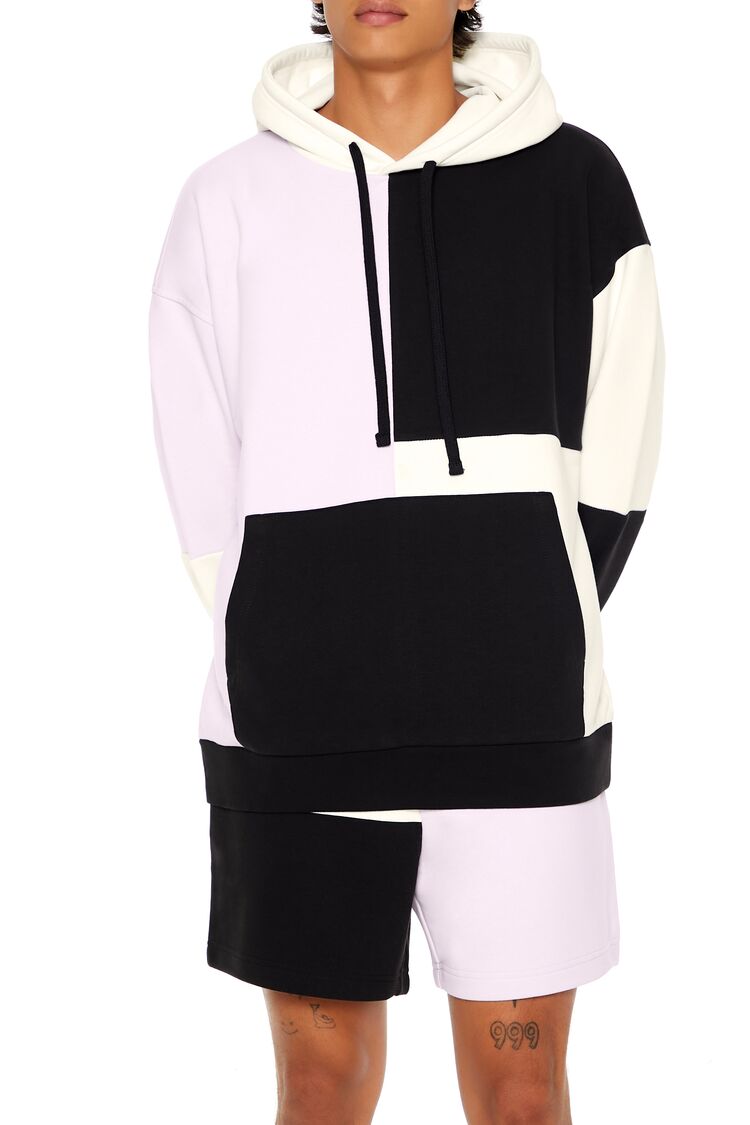  Forever 21 Drawstring Colorblock Hoodie - cream multi - Bonton