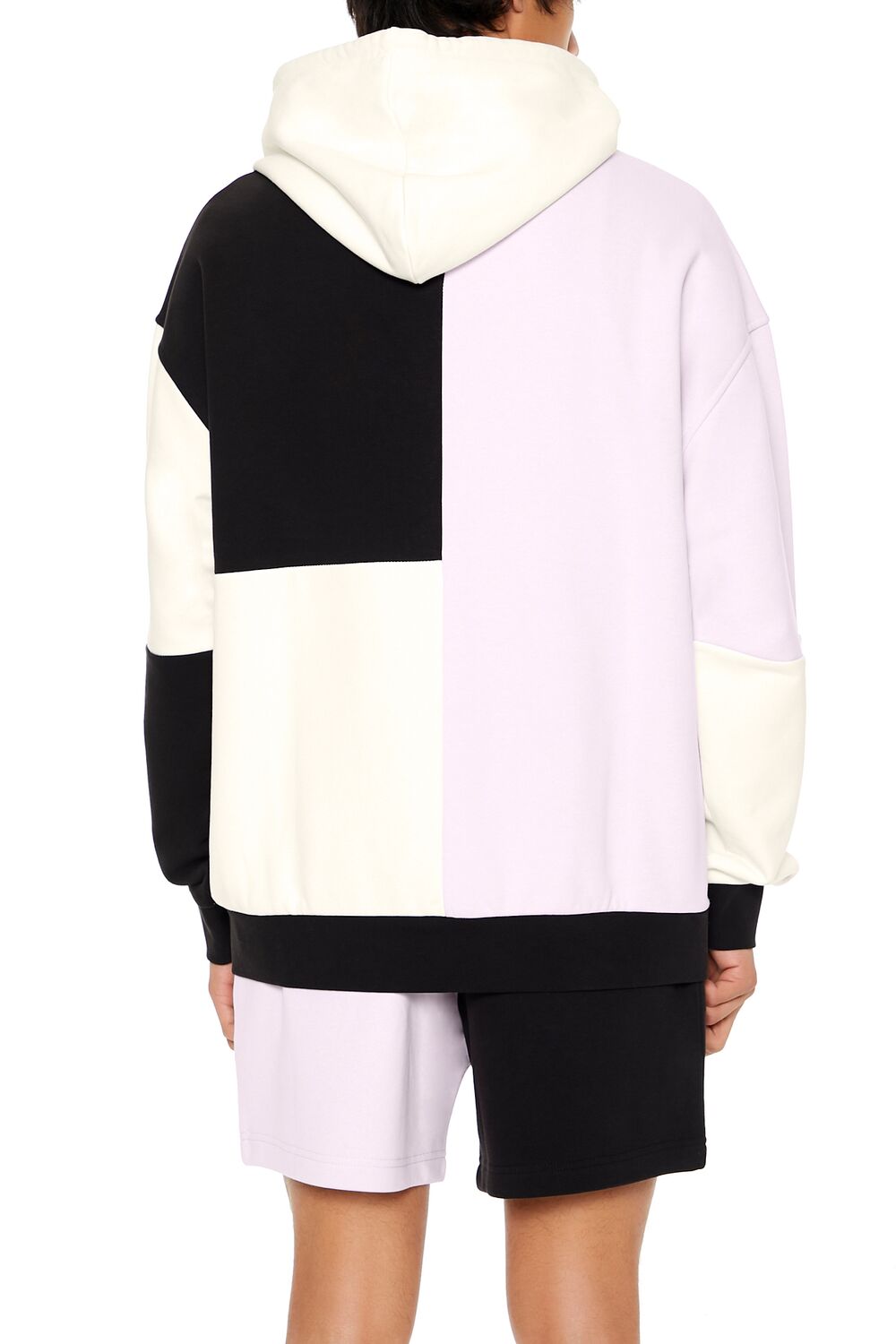  Forever 21 Drawstring Colorblock Hoodie - cream multi - Bonton